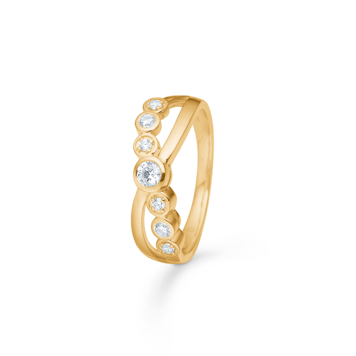 Mads Z Ringe Solis Flow ring med zirkoner - 8 karat guld