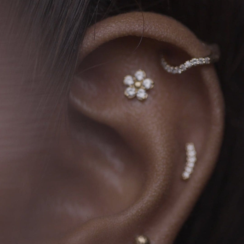 Maria Black Øreringe Daisy 5 ørepiercing labret med labgrown diamanter - 14K SB1083Y-5