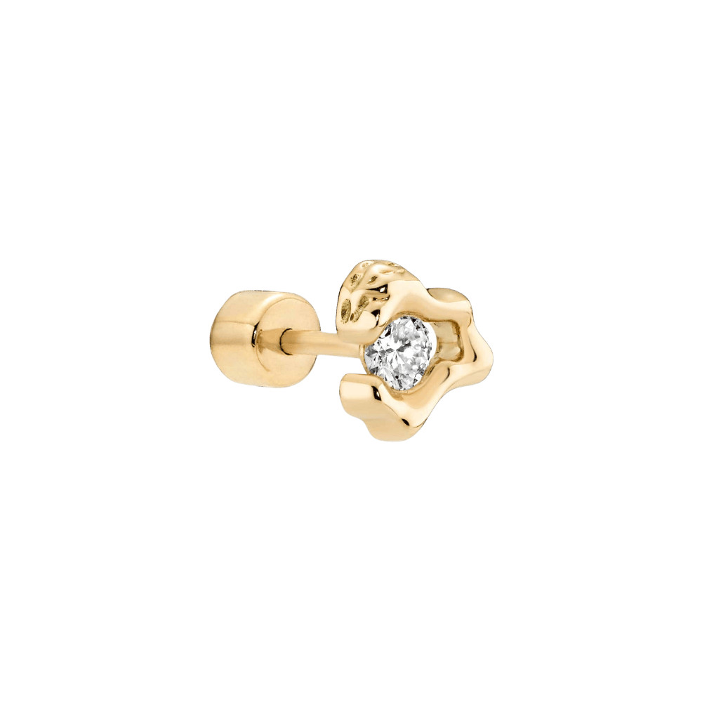 Maria Black Øreringe Molten ørestik med labgrown diamant - 14 karat guld sb1078y