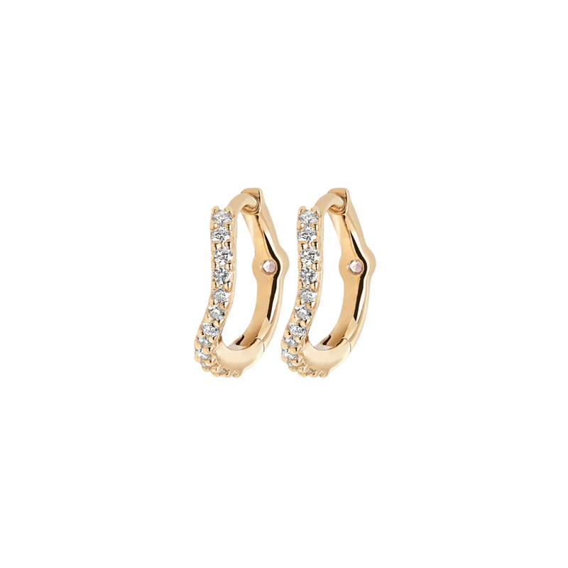 Maria Black Øreringe Wave 7 huggie med labgrown diamanter - 14K
