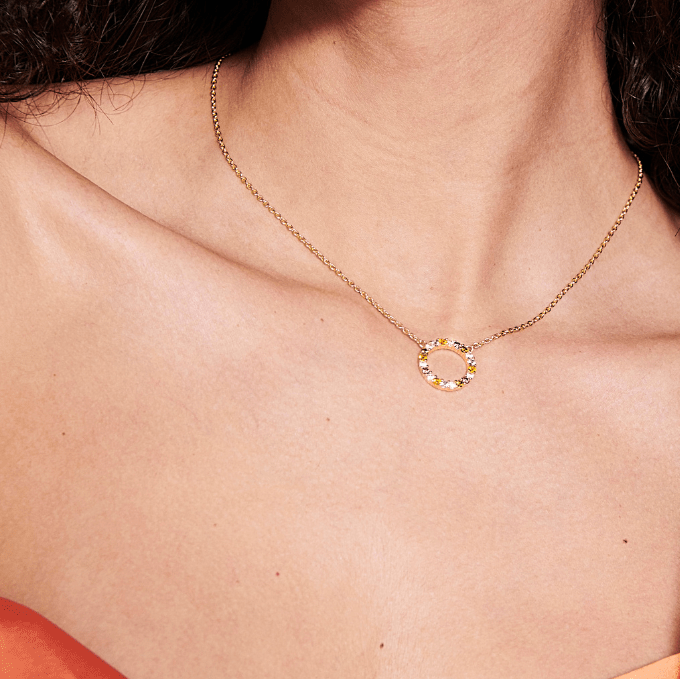 Sif Jakobs Halskæder Biella grande halskæde med farvede zirkoner - forgyldt SJ-C338-1-ACZ-YG