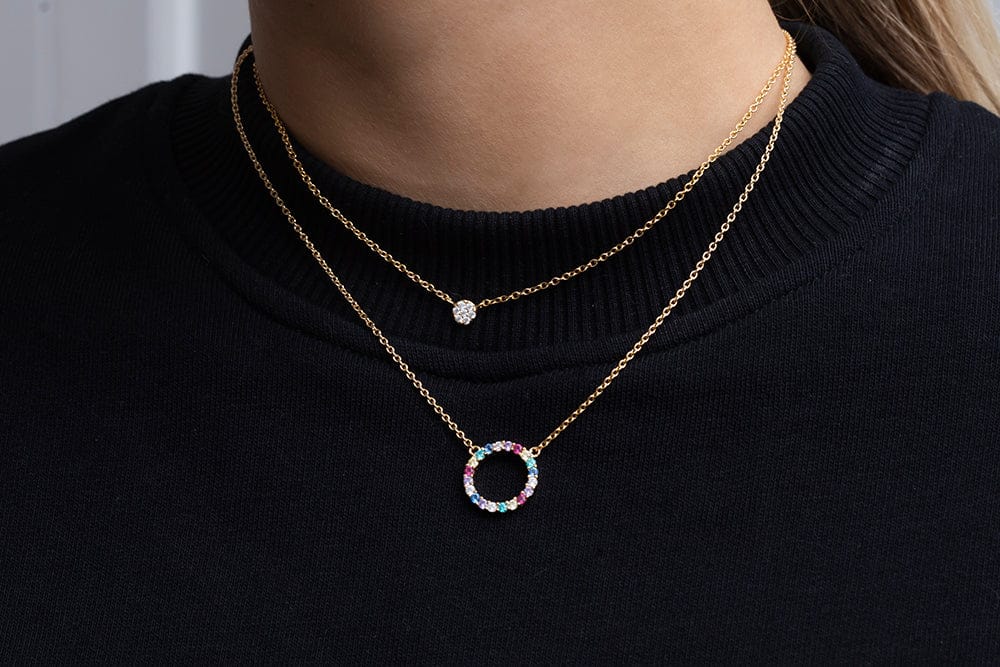 Sif Jakobs Halskæder Biella pendant halskæde multifarvede zirkoner 38-45 cm - forgyldt SJ-P3120-XCZ-YG38-45