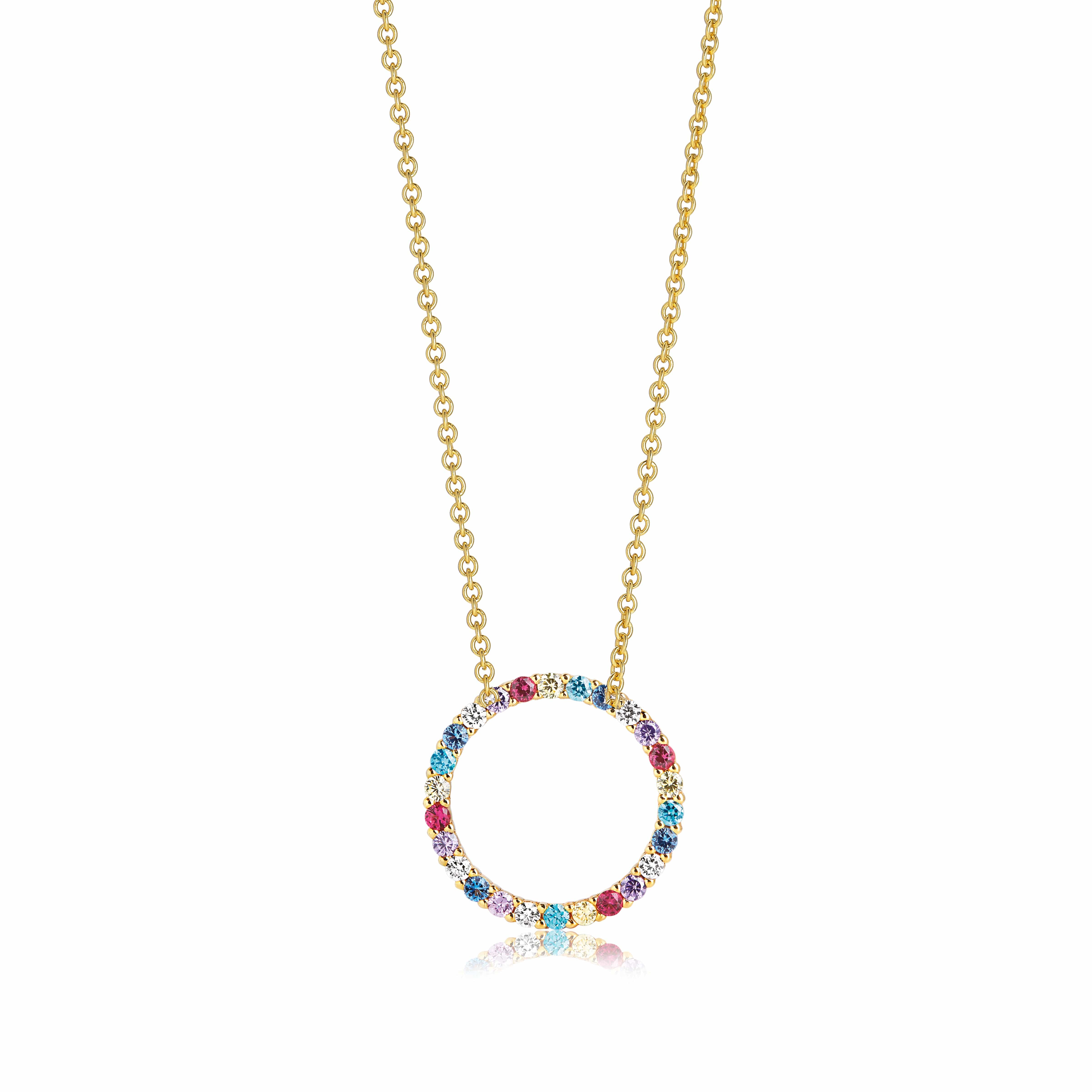 Sif Jakobs Halskæder Biella pendant halskæde multifarvede zirkoner 38-45 cm - forgyldt SJ-P3120-XCZ-YG38-45