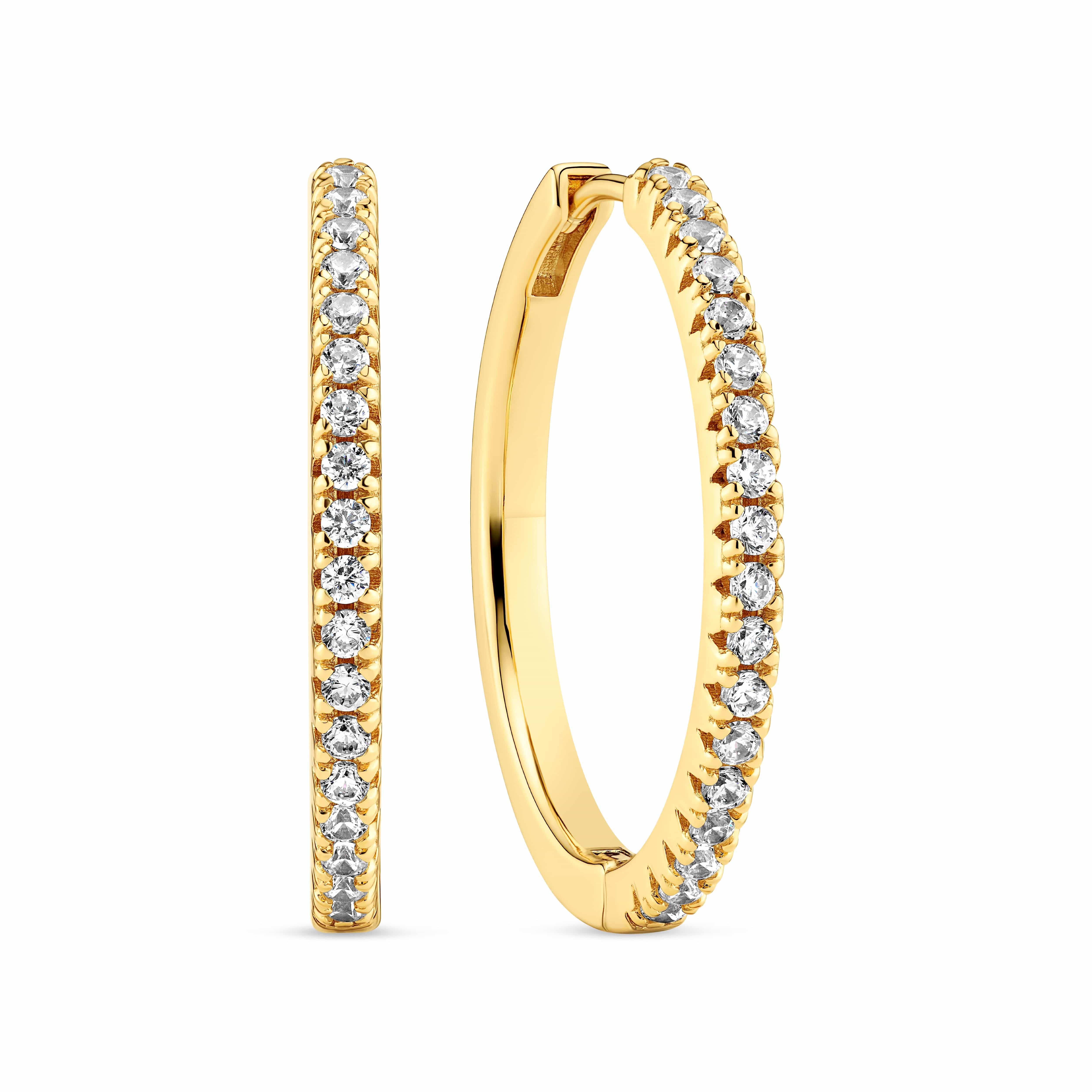 Sif Jakobs Øreringe ELLERA X-GRANDE FORGYLDT MED HVIDE ZIRKONER sj-e22030-cz-sg