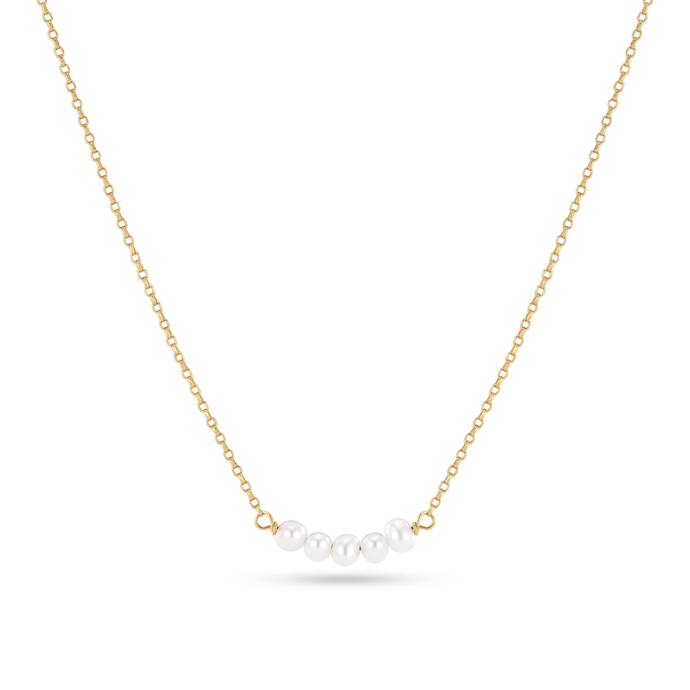 Sif Jakobs Smykkesæt Essenza perla sæt med halskæde og øreringe - forgyldt