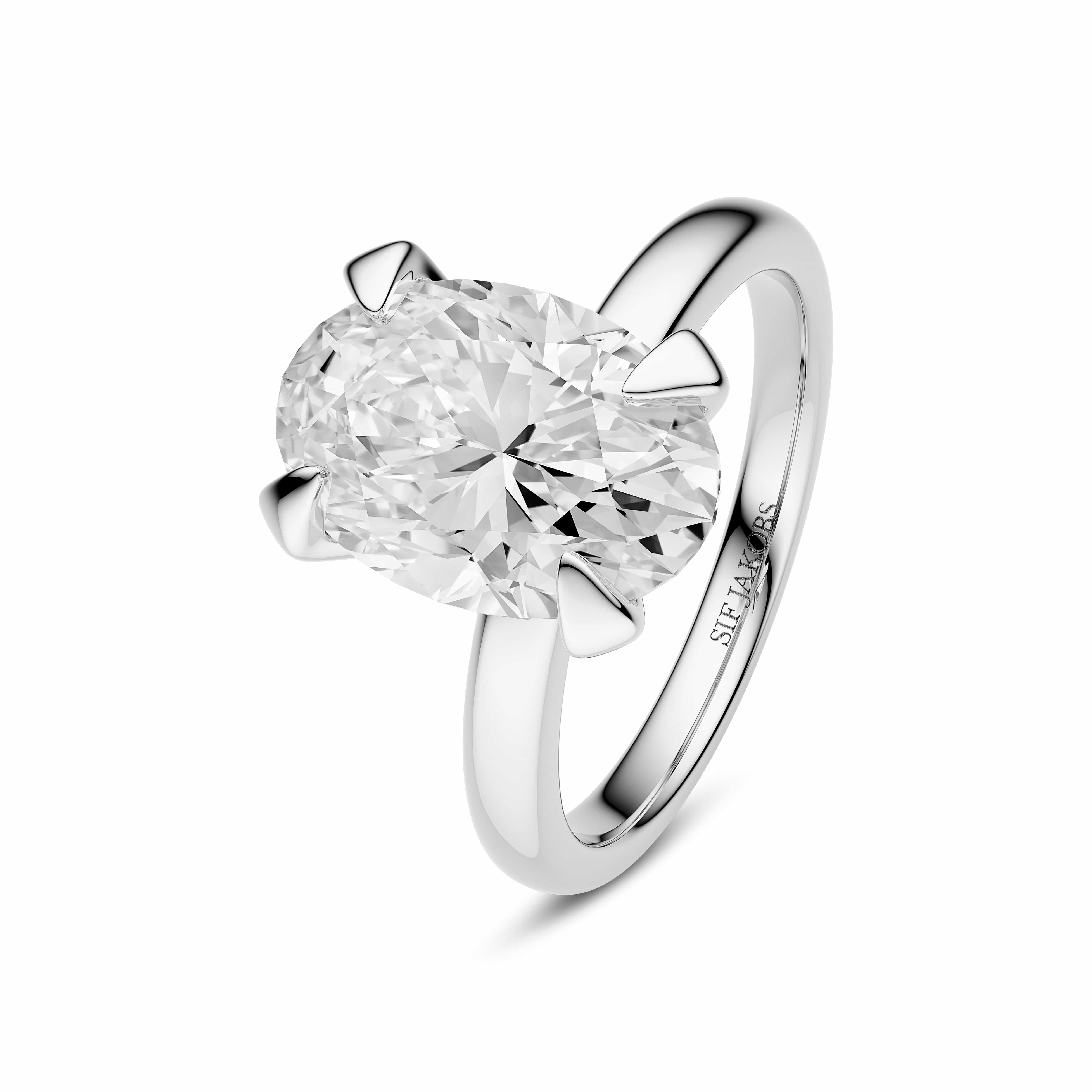 Sif Jakobs Ringe Grace Ovale Solitaire diamantring 3,00 carat - 14 karat hvidguld