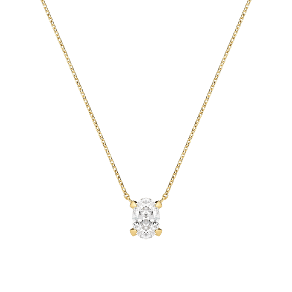 Sif Jakobs Halskæder Grace Ovale Solitaire halskæde med diamant 0,75 carat - 14 karat guld SJ-N2566-WD-YG