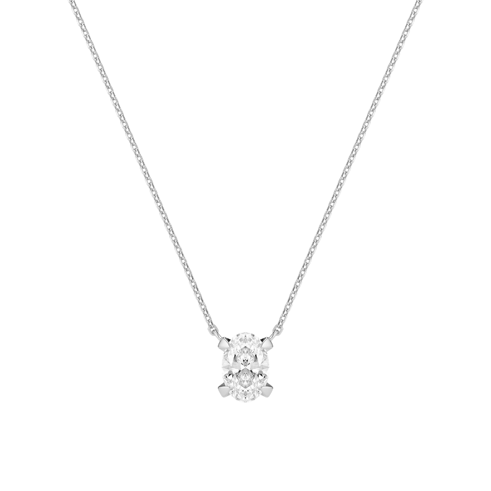 Sif Jakobs Halskæder Grace Ovale Solitaire halskæde med diamant 0,75 carat - 14 karat hvidguld SJ-N2566-WD-WG