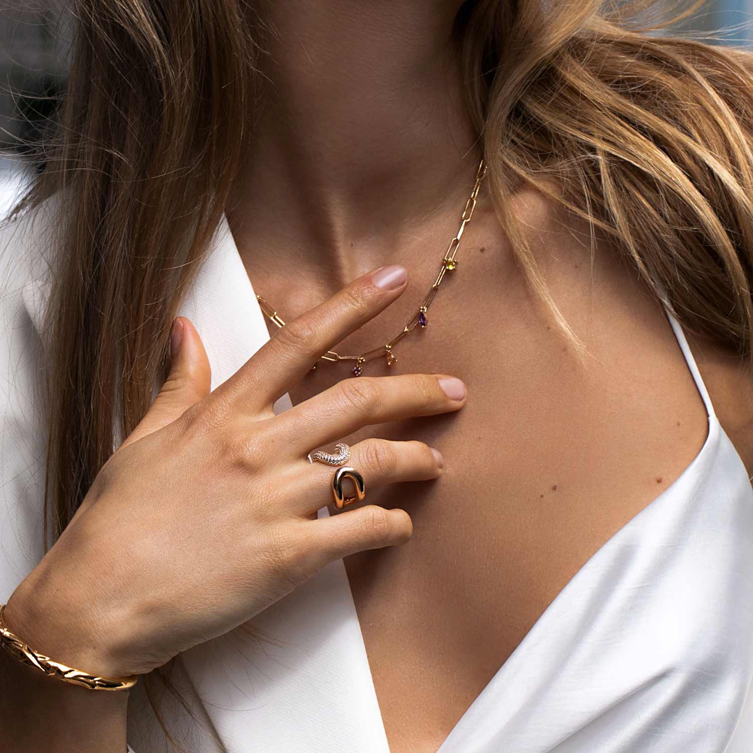 Sif Jakobs Halskæder RIMINI HALSKÆDE SØLV MED FARVEDE ZIRKONER sj-n22122-xcz-ss