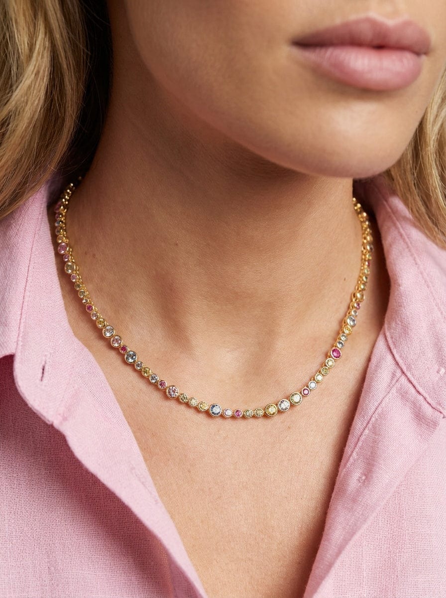 Sif Jakobs Halskæder SARDINIEN ALTRO halskæde med flerfarvede zirkoner - FORGYLDT SJ-N2775-XCZ-YG