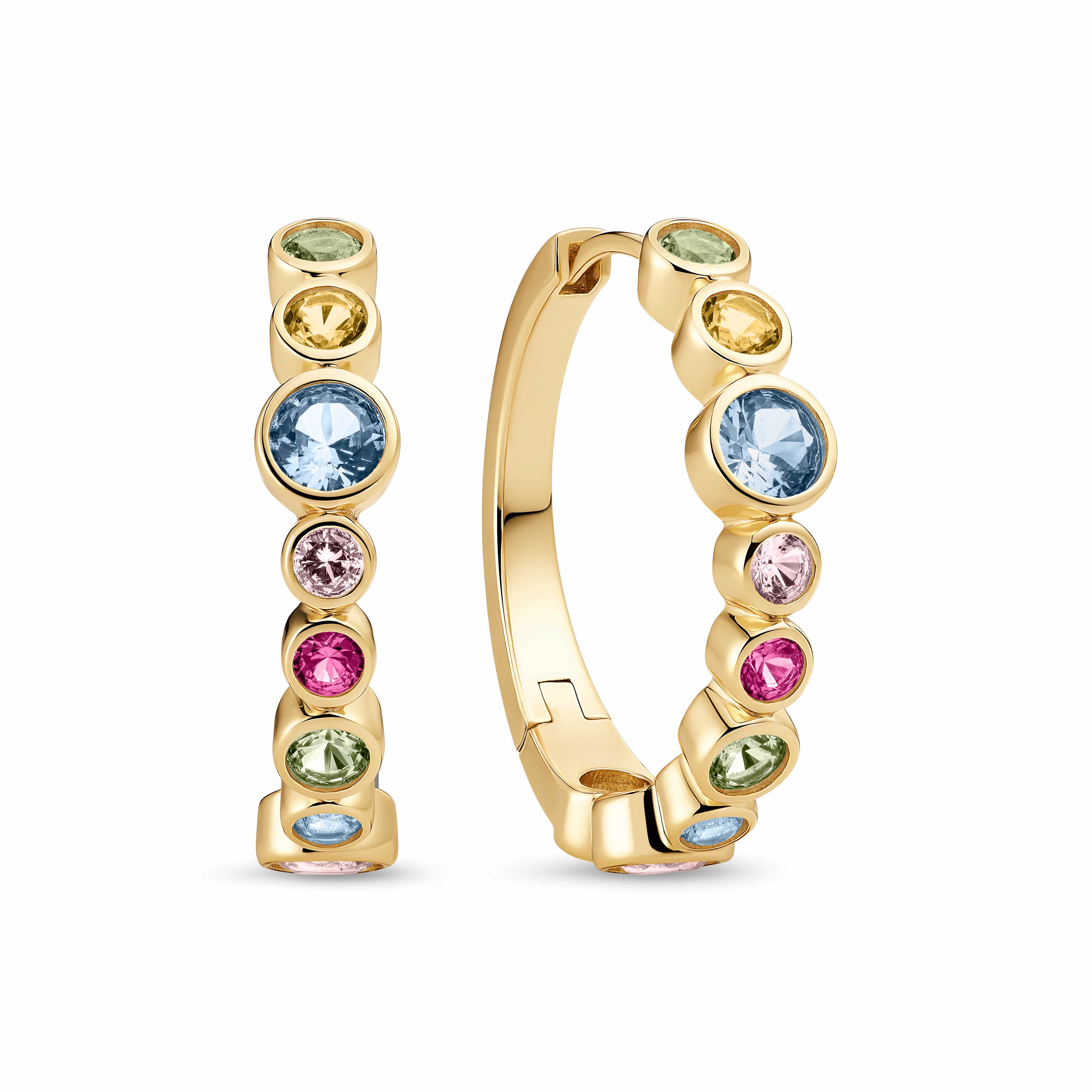 Sif Jakobs Øreringe SARDINIEN CREOLO øreringe med flerfarvede zirkoner - FORGYLDT SJ-E2669-XCZ-YG