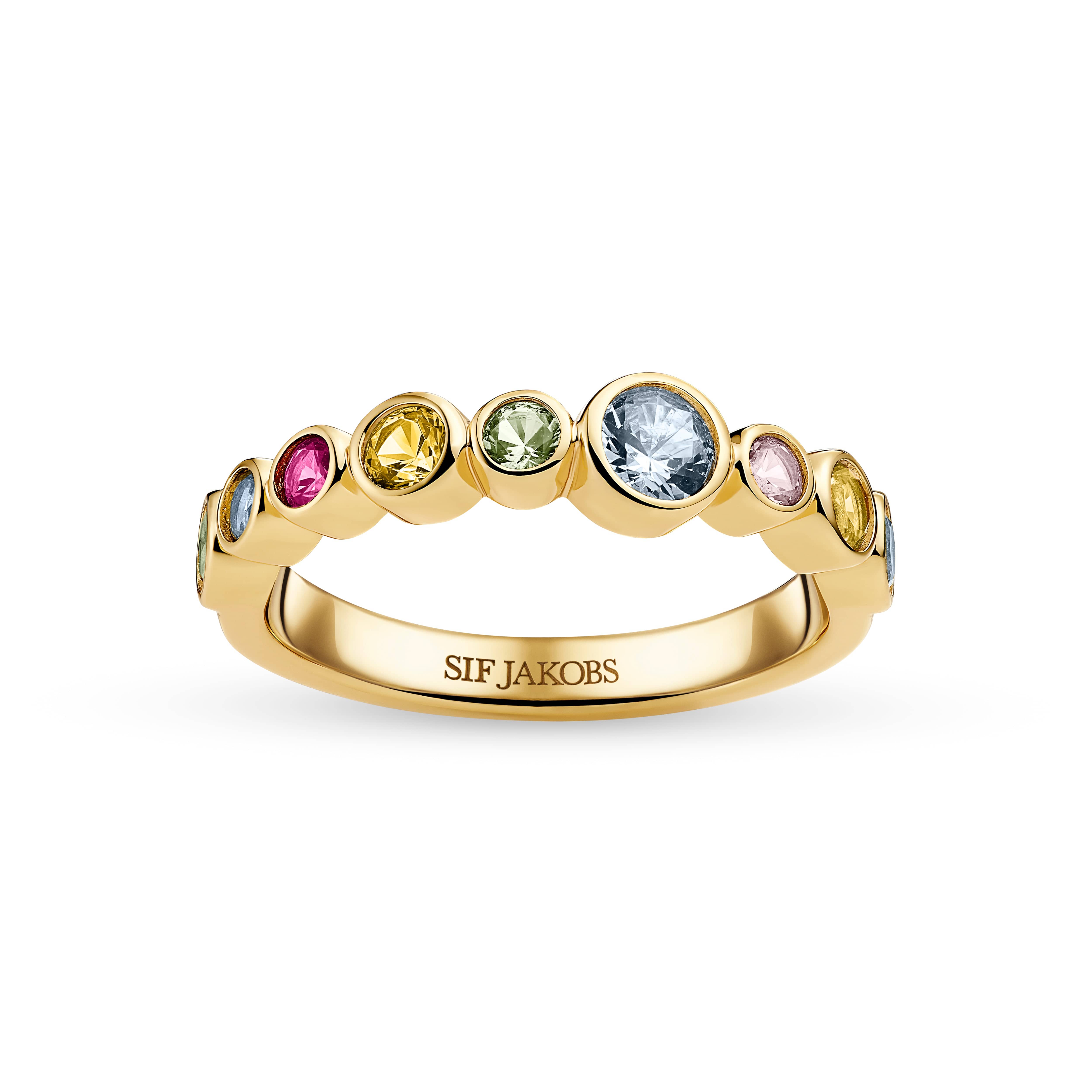 Sif Jakobs Ringe SARDINIEN RING med flerfarvede zirkoner- FORGYLDT