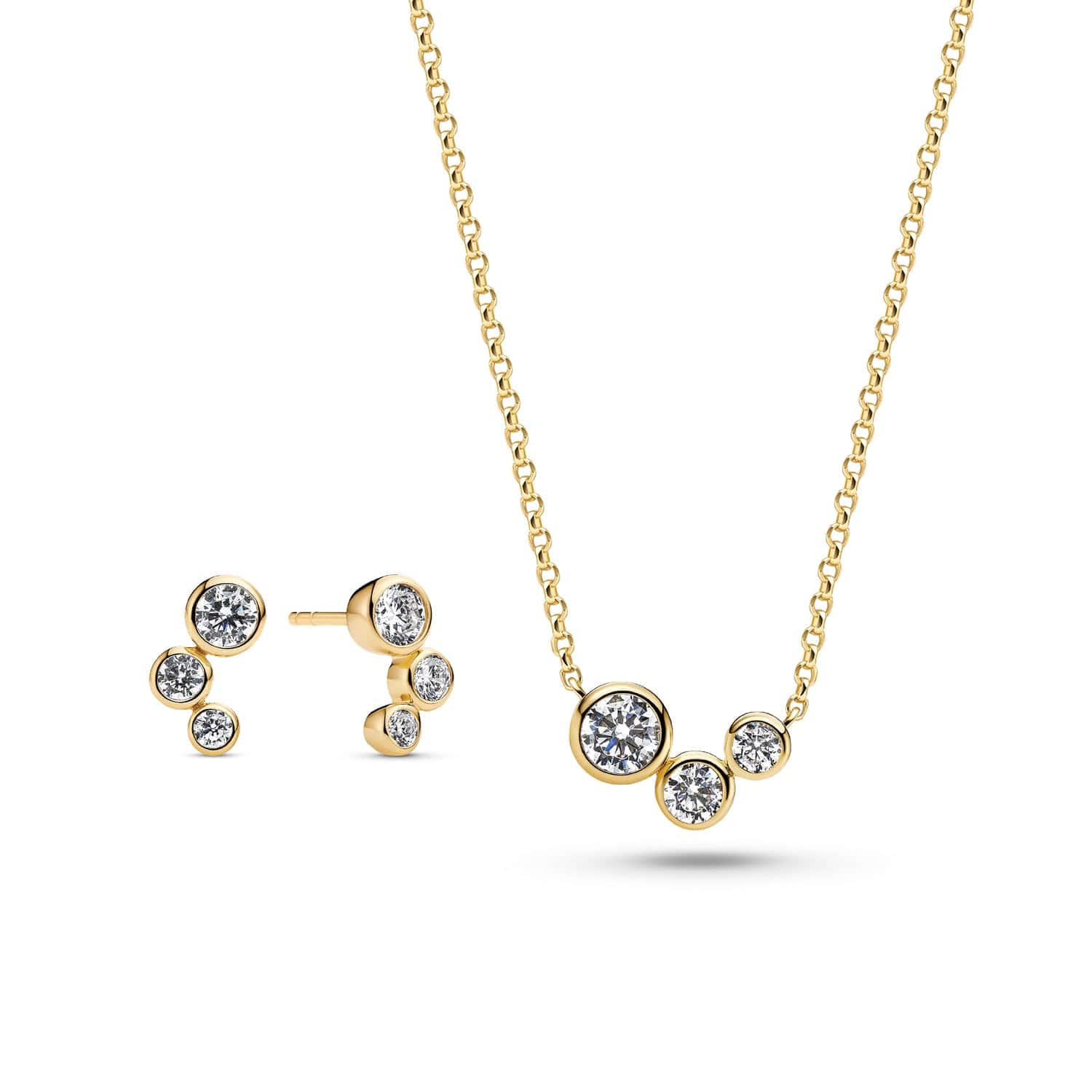 Sif Jakobs Øreringe SARDINIEN TRE øreringe med hvide zirkoner - FORGYLDT SJ-E2631-CZ-YG