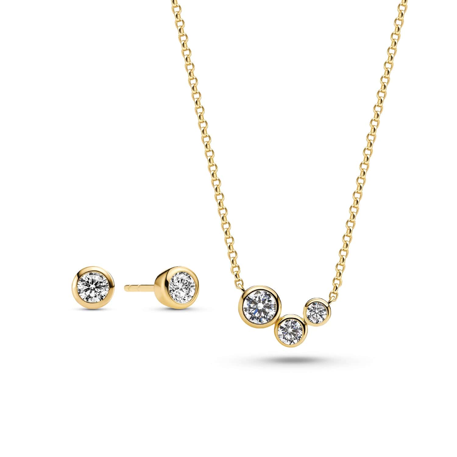 Sif Jakobs Øreringe SARDINIEN UNO øreringe med hvide zirkoner - FORGYLDT SJ-E2630-CZ-YG