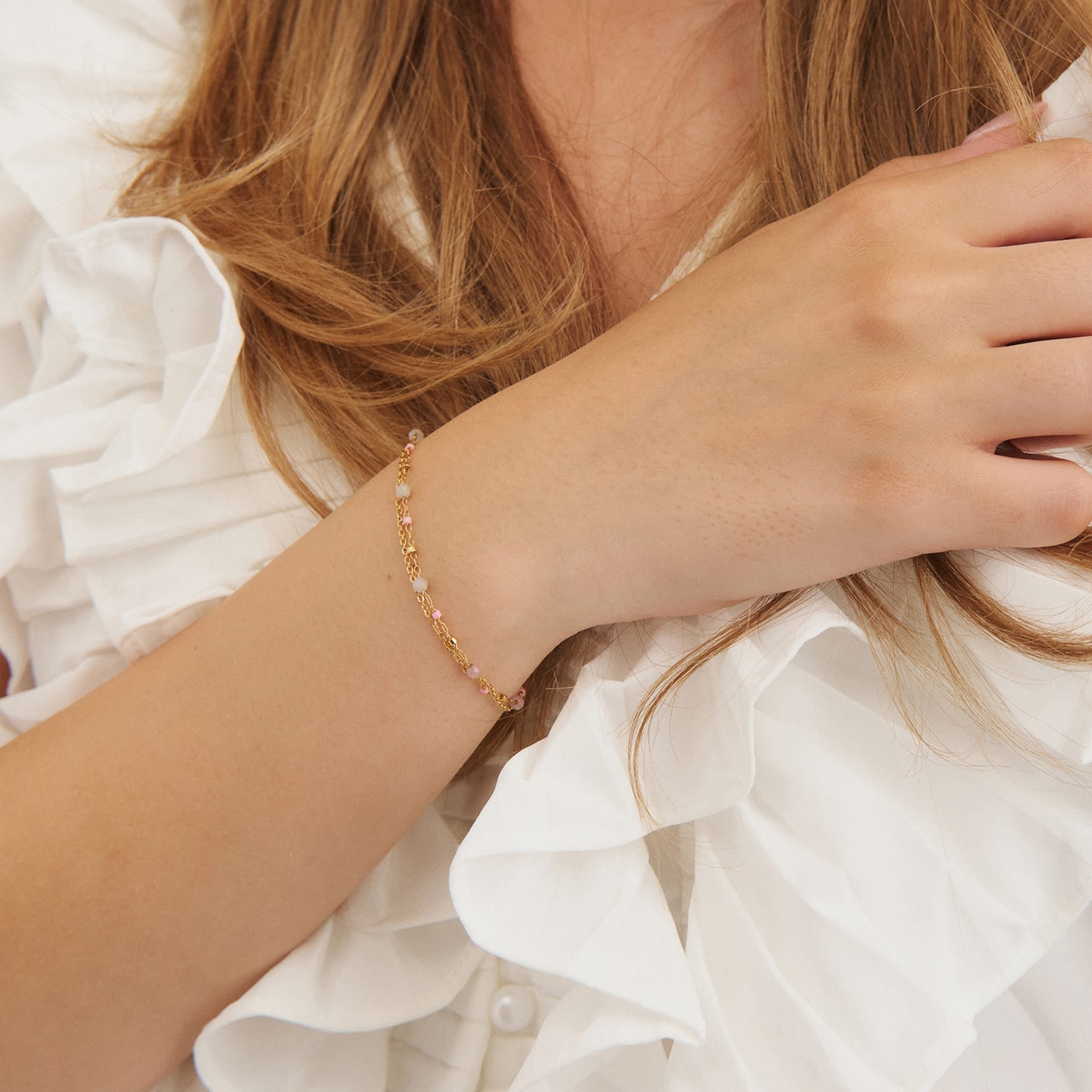 Studio Z Armbånd Aurora armbånd med pink turmalin - forgyldt stål 7756012