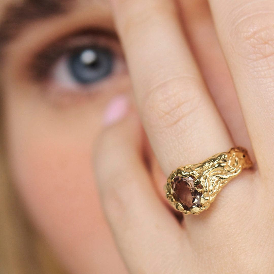 Studio Z Ringe Forest ring med brun zirkon - forgyldt