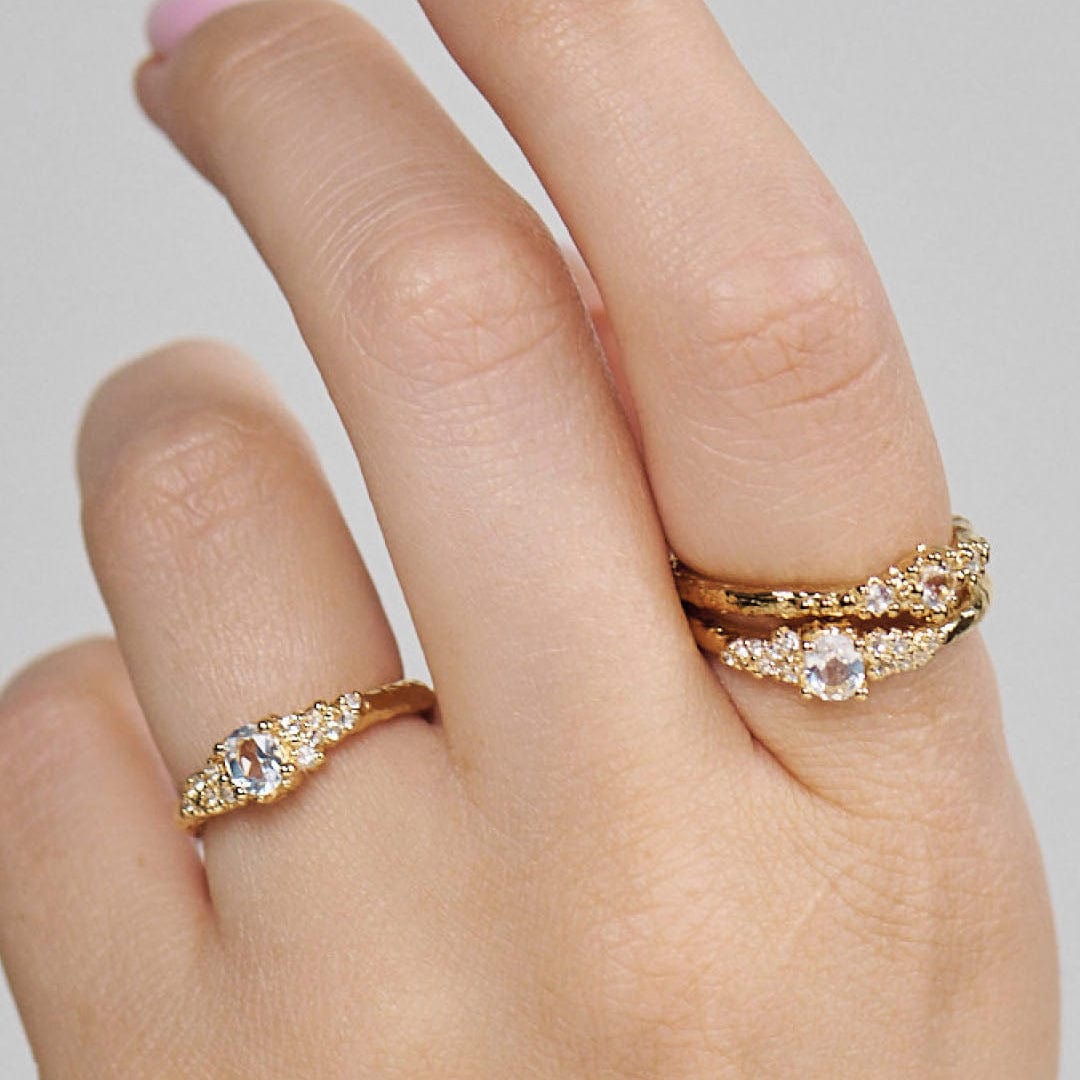 Studio Z Ringe Fragments ring med zirkon - forgyldt